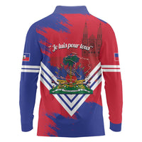 Port-au-Prince Haiti Long Sleeve Polo Shirt Potoprens Coat of arms Grunge Vibes