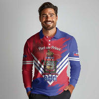 Port-au-Prince Haiti Long Sleeve Polo Shirt Potoprens Coat of arms Grunge Vibes