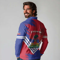 Port-au-Prince Haiti Long Sleeve Polo Shirt Potoprens Coat of arms Grunge Vibes