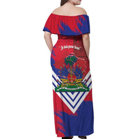Port-au-Prince Haiti Off Shoulder Maxi Dress Potoprens Coat of arms Grunge Vibes