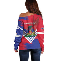 Port-au-Prince Haiti Off Shoulder Sweater Potoprens Coat of arms Grunge Vibes