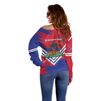 Port-au-Prince Haiti Off Shoulder Sweater Potoprens Coat of arms Grunge Vibes