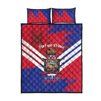 Port-au-Prince Haiti Quilt Bed Set Potoprens Coat of arms Grunge Vibes