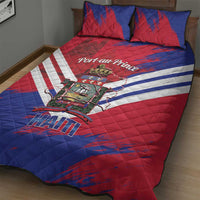 Port-au-Prince Haiti Quilt Bed Set Potoprens Coat of arms Grunge Vibes