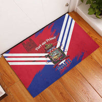 Port-au-Prince Haiti Rubber Doormat Potoprens Coat of arms Grunge Vibes