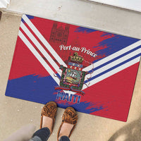 Port-au-Prince Haiti Rubber Doormat Potoprens Coat of arms Grunge Vibes