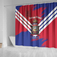 Port-au-Prince Haiti Shower Curtain Potoprens Coat of arms Grunge Vibes