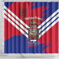 Port-au-Prince Haiti Shower Curtain Potoprens Coat of arms Grunge Vibes