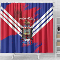 Port-au-Prince Haiti Shower Curtain Potoprens Coat of arms Grunge Vibes