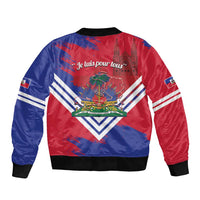 Port-au-Prince Haiti Sleeve Zip Bomber Jacket Potoprens Coat of arms Grunge Vibes