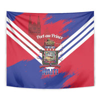Port-au-Prince Haiti Tapestry Potoprens Coat of arms Grunge Vibes