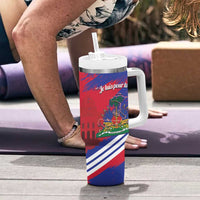 Port-au-Prince Haiti Tumbler With Handle Potoprens Coat of arms Grunge Vibes