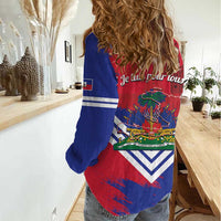 Port-au-Prince Haiti Women Casual Shirt Potoprens Coat of arms Grunge Vibes