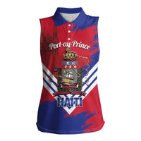 Port-au-Prince Haiti Women Sleeveless Polo Shirt Potoprens Coat of arms Grunge Vibes