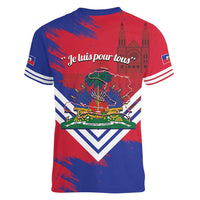 Port-au-Prince Haiti Women V-Neck T-Shirt Potoprens Coat of arms Grunge Vibes