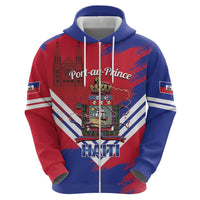 Port-au-Prince Haiti Zip Hoodie Potoprens Coat of arms Grunge Vibes