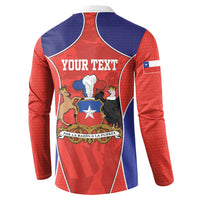 Personalized Chile Independence Day Button Sweatshirt Fiestas Patrias Coat Of Arms Style
