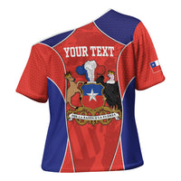 Personalized Chile Independence Day Cross Shoulder Shirt Fiestas Patrias Coat Of Arms Style