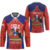 Personalized Chile Independence Day Hockey Jersey Fiestas Patrias Coat Of Arms Style