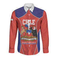 Personalized Chile Independence Day Long Sleeve Button Shirt Fiestas Patrias Coat Of Arms Style