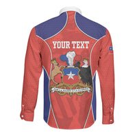 Personalized Chile Independence Day Long Sleeve Button Shirt Fiestas Patrias Coat Of Arms Style