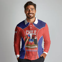 Personalized Chile Independence Day Long Sleeve Polo Shirt Fiestas Patrias Coat Of Arms Style
