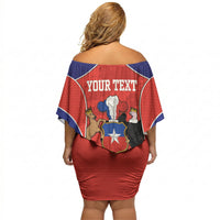Personalized Chile Independence Day Off Shoulder Short Dress Fiestas Patrias Coat Of Arms Style