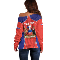 Personalized Chile Independence Day Off Shoulder Sweater Fiestas Patrias Coat Of Arms Style