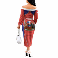 Personalized Chile Independence Day Off The Shoulder Long Sleeve Dress Fiestas Patrias Coat Of Arms Style