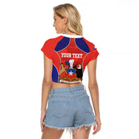 Personalized Chile Independence Day Raglan Cropped T Shirt Fiestas Patrias Coat Of Arms Style