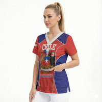 Personalized Chile Independence Day Scrub Top Fiestas Patrias Coat Of Arms Style