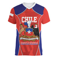 Personalized Chile Independence Day Women V-Neck T-Shirt Fiestas Patrias Coat Of Arms Style