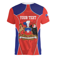 Personalized Chile Independence Day Women V-Neck T-Shirt Fiestas Patrias Coat Of Arms Style