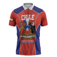 Personalized Chile Independence Day Zipper Polo Shirt Fiestas Patrias Coat Of Arms Style