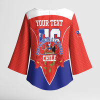 Personalized Chile Independence Day Kimono Sleeve Blouse Chilean Code 56 Copihue Flowers