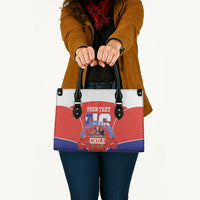 Personalized Chile Independence Day Leather Bag Chilean Code 56 Copihue Flowers