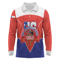 Personalized Chile Independence Day Long Sleeve Polo Shirt Chilean Code 56 Copihue Flowers