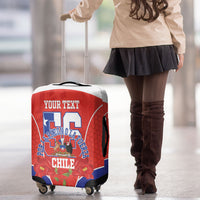 Personalized Chile Independence Day Luggage Cover Chilean Code 56 Copihue Flowers