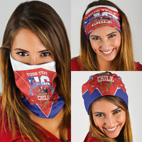 Personalized Chile Independence Day Neck Gaiter Chilean Code 56 Copihue Flowers