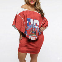 Personalized Chile Independence Day Off Shoulder Short Dress Chilean Code 56 Copihue Flowers