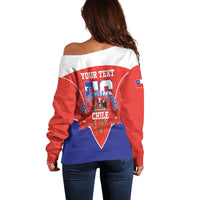 Personalized Chile Independence Day Off Shoulder Sweater Chilean Code 56 Copihue Flowers