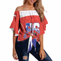 Personalized Chile Independence Day Off Shoulder Wrap Waist Top Chilean Code 56 Copihue Flowers