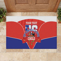 Personalized Chile Independence Day Rubber Doormat Chilean Code 56 Copihue Flowers