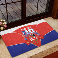 Personalized Chile Independence Day Rubber Doormat Chilean Code 56 Copihue Flowers