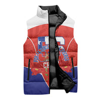 Personalized Chile Independence Day Sleeveless Puffer Jacket Chilean Code 56 Copihue Flowers
