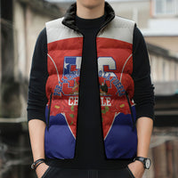 Personalized Chile Independence Day Sleeveless Puffer Jacket Chilean Code 56 Copihue Flowers