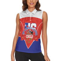 Personalized Chile Independence Day Women Sleeveless Polo Shirt Chilean Code 56 Copihue Flowers