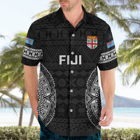 Fiji Rugby Hawaiian Shirt 2023 Fijian Tapa Pattern World Cup Black - Wonder Print Shop