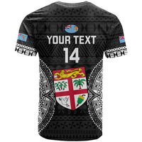 Custom Fiji Rugby T Shirt 2023 Fijian Tapa Pattern World Cup Black - Wonder Print Shop
