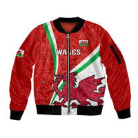 Wales Rugby Sleeve Zip Bomber Jacket 2023 World Cup Cymru Curve Style - Wonder Print Shop